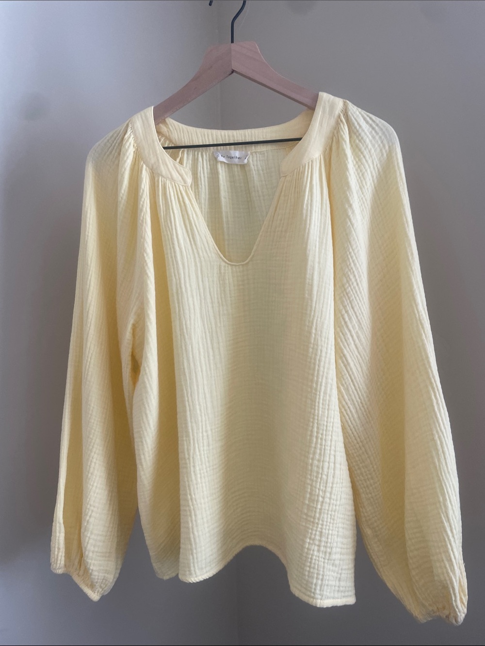 Together Pale Yellow Peasant Top
